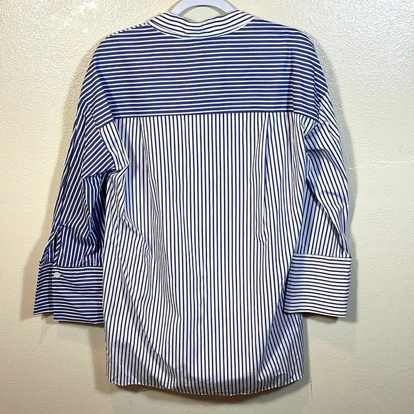 Zara Trf  Blouse Oversized To Striped Classic Button two color Blue. Small - Picture 5 of 11